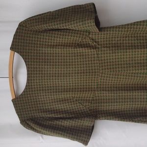 Vintage Handmade Green Houndstooth Dress Women's Medium